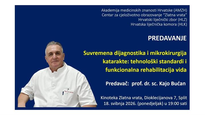 Predavanje: Suvremena dijagnostika i mikrokirurgija katarakte: tehnološki standardi i funkcionalna rehabilitacija vida