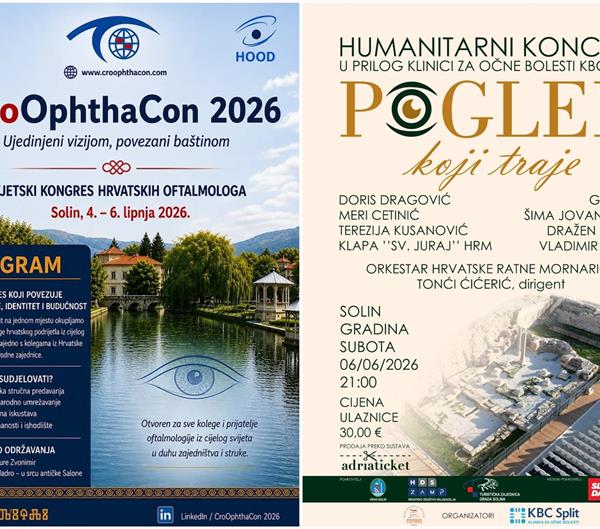 I. svjetski kongres hrvatskih oftalmologa: znanje, vizija i hrvatska baština na jednom mjestu – Solin, 4. - 6. lipnja 2026.