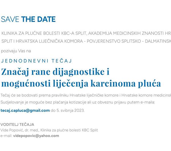 Tečaj "Značaj rane dijagnostike i mogućnost liječenja karcinoma pluća"