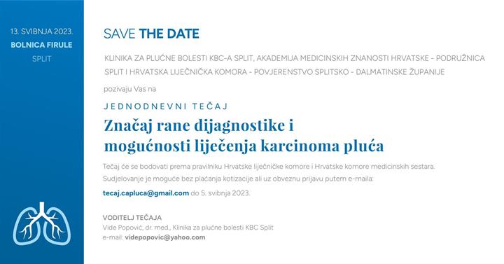 Tečaj "Značaj rane dijagnostike i mogućnost liječenja karcinoma pluća"