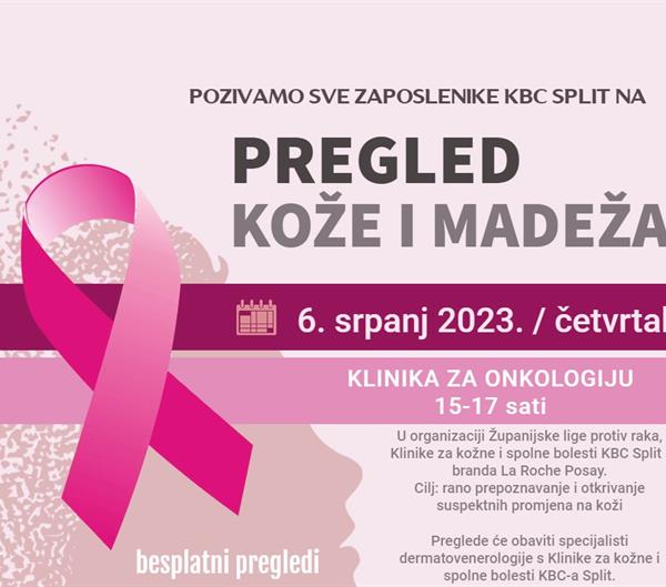 Poziv zaposlenicima KBC-a za pregled kože i madeža