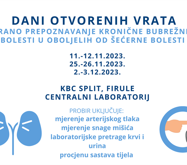 Dani otvorenih vrata KBC-a Split: Rano prepoznavanje kronične bubrežne bolesti u bolesnika sa šećernom bolesti