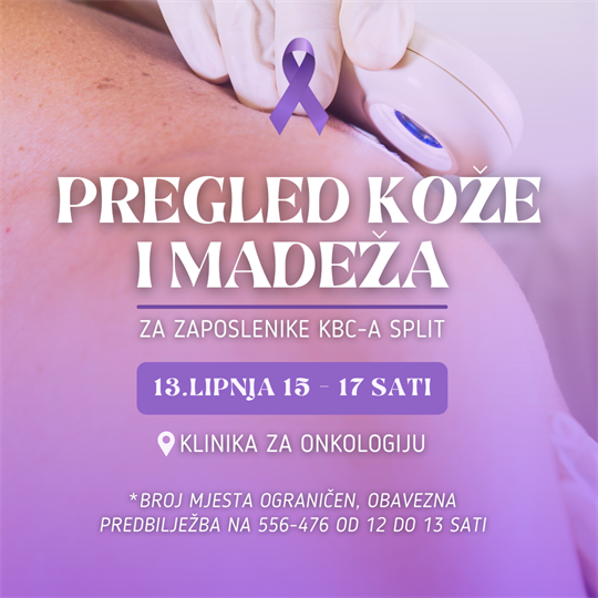 Poziv zaposlenicima KBC-a za pregled kože i madeža