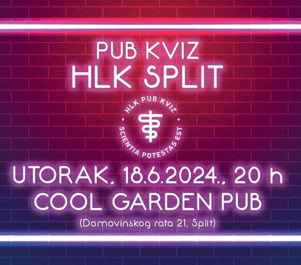 HLK pub kviz opće kulture u utorak, 18.6.2024. u 20 sati u Cool Garden Pubu