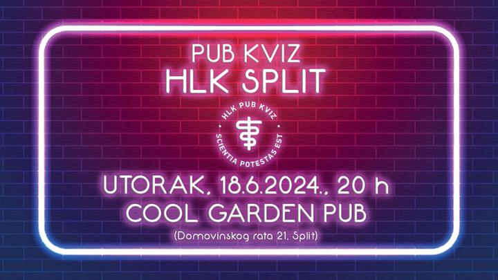 HLK pub kviz opće kulture u utorak, 18.6.2024. u 20 sati u Cool Garden Pubu