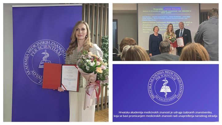 Dr. sc. Ana Glavina dobitnica nagrade „Ante Šercer“ Akademije Medicinskih Znanosti Hrvatske