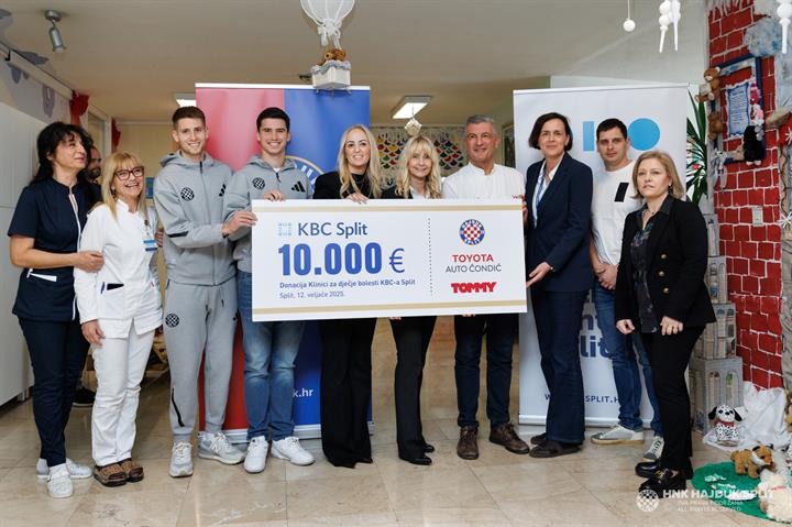 Donacija Hajdukova "Lanca dobrote" - 10.000 eura za Kliniku za dječje bolesti