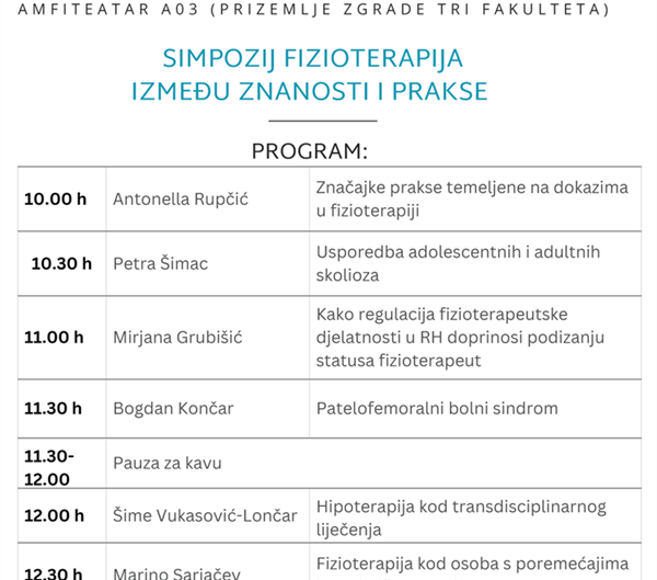 Bodovani simpozij „Fizioterapija između znanosti i prakse” - 22. studenog 2025.