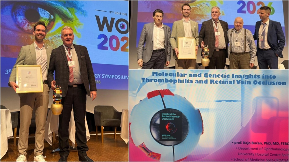 KBC-u Split nagrada na Winterthur Ophthalmology Symposium (WOS) za najbolje izlaganje