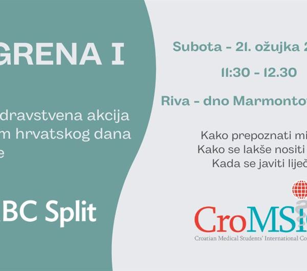 Javnozdravstvena akcija povodom hrvatskog dana migrene: Migrena i ja - Riva, 21. ožujka