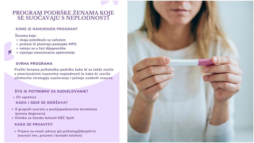 KBC Split pokreće program psihološke podrške ženama koje se suočavaju s neplodnosti