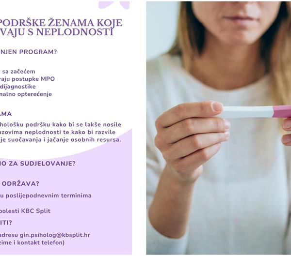 KBC Split pokreće program psihološke podrške ženama koje se suočavaju s neplodnosti